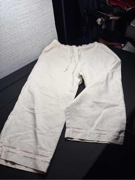 Pants - Womens Casual Drawstring Pants in Cream